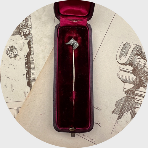 Victorian Rose-Cut Diamond Dog Stickpin
