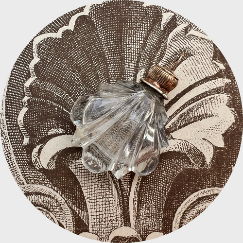 Shell-Shaped Crystal Perfume Flask Pendant with Gold Cap