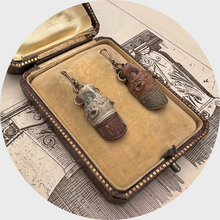 Load image into Gallery viewer, Carved Lava Stone Lion Earrings