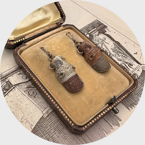 Carved Lava Stone Lion Earrings