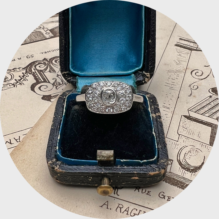 Art Deco Style Platinum Diamond Panel Ring
