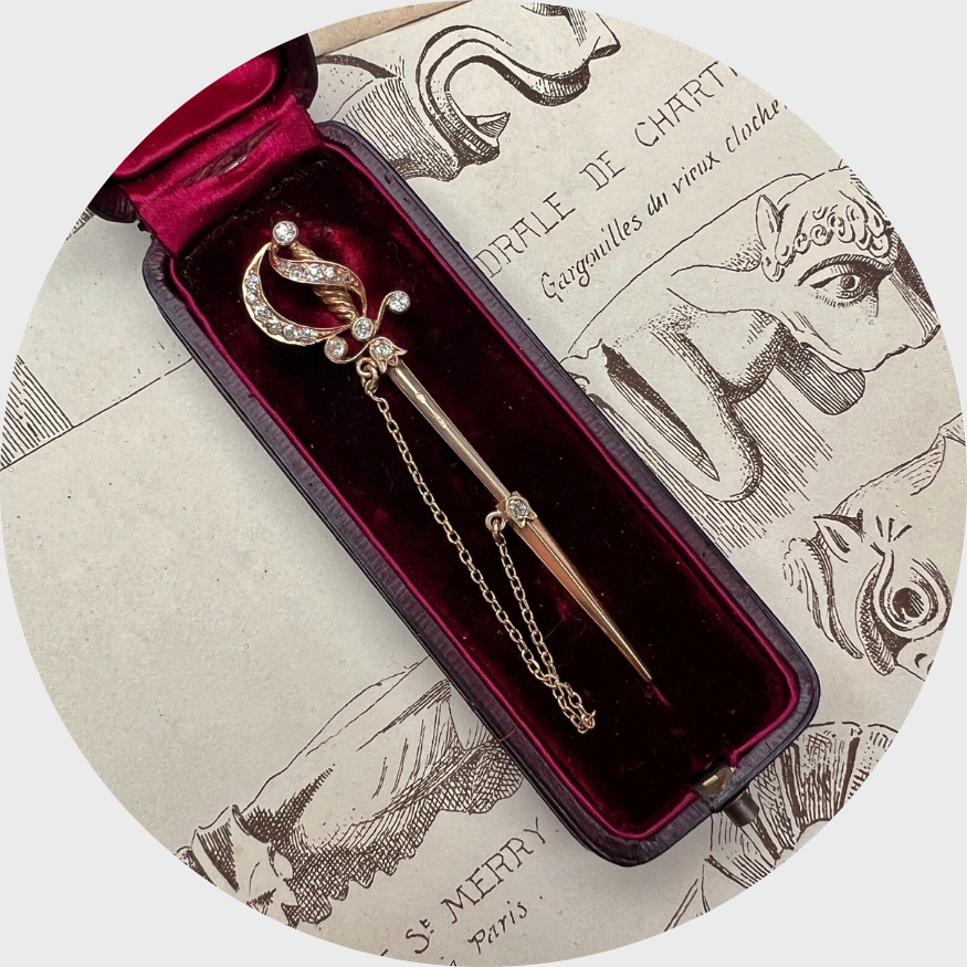 Rose Gold & Diamond Sword Jabot Pin
