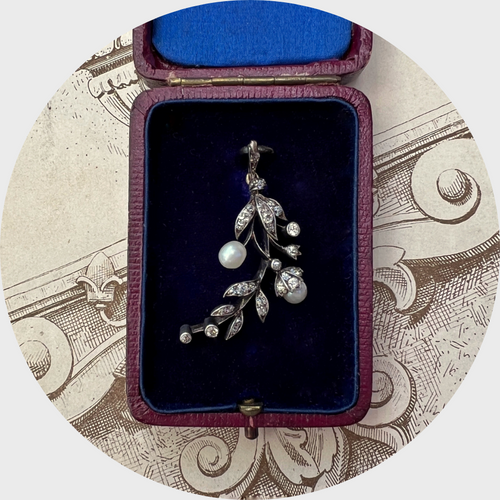 Victorian Diamond & Pearl Branch Pendant