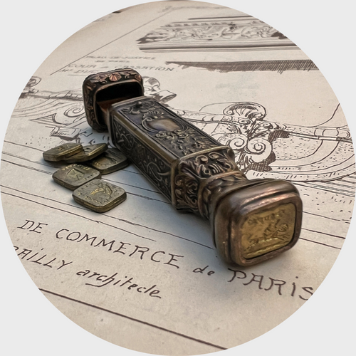 Victorian Wax Seal Travel Etui with Six Seals