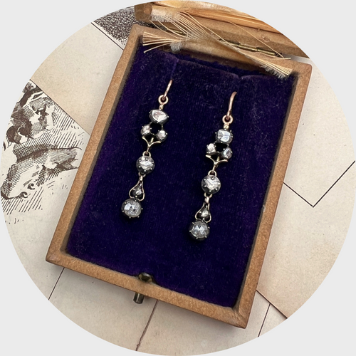 Rose-Cut Diamond Drop Earrings
