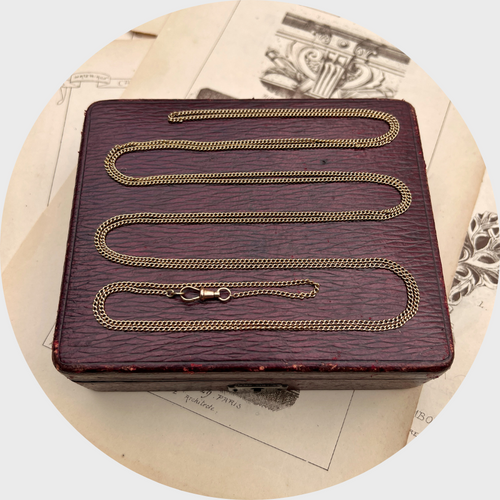 Super Long Antique Gold Watch Chain, 176 cm