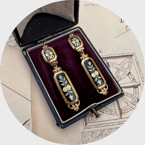 Georgian Enameled Day to Night Earrings