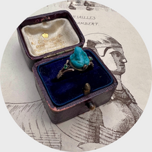 Load image into Gallery viewer, Egyptian Revival Faience Frog Amulet Ring