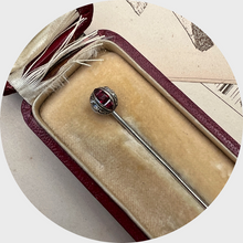 Load image into Gallery viewer, Platinum Art Deco Ruby &amp; Diamond Ball Stickpin