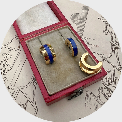 Vintage Lapis Lazuli Earrings with Removable Gold Setting