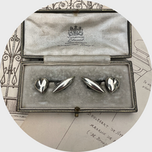 Load image into Gallery viewer, Victorian Silver Heart-Shaped Cufflinks in Box, 1887