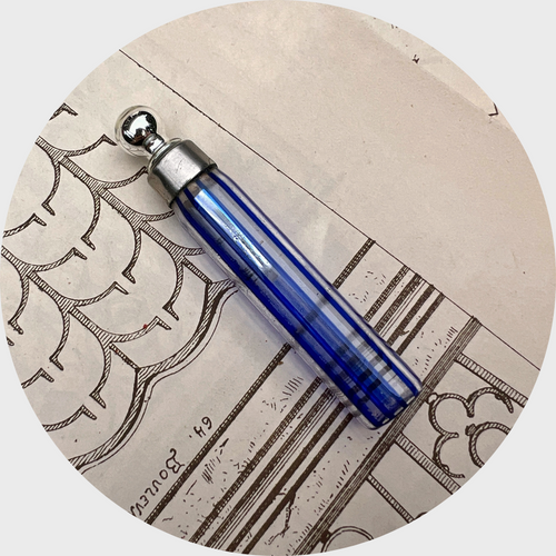 Antique French Blue Glass Perfume Bottle