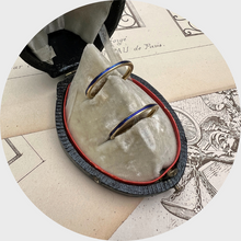 Load image into Gallery viewer, Pair of Two 18k Gold Blue Enamel Rings