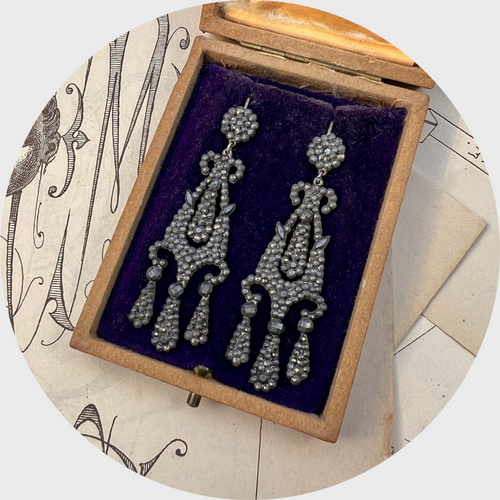 18th Century Cut Steel Drop Earrings