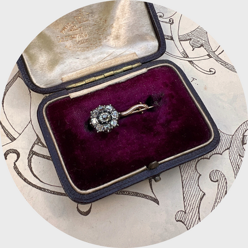 Victorian Antique-Cut Diamond Flower Lace Pin