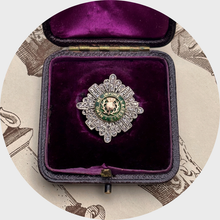 Load image into Gallery viewer, Antique Platinum &amp; Diamond 'Order of the Thistle' Brooch in Original Box