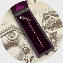 Load image into Gallery viewer, Antique Pearl &amp; Diamond Cooked Egg Stickpin