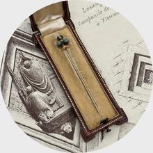 Load image into Gallery viewer, Antique Chrysoberyl &amp; Diamond Clover Stickpin