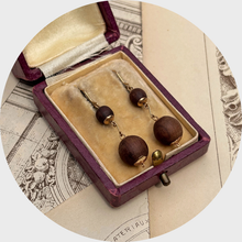 Load image into Gallery viewer, Victorian Wooden Ball Drop Earrings