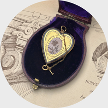 Load image into Gallery viewer, 19th Century Locked Heart Hairwork Locket Pendant