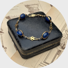 Load image into Gallery viewer, Antique Lapis Lazuli &amp; Pearl Link Bracelet