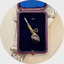 Load image into Gallery viewer, Antique Brass &amp; Agate Claw Watch Key Pendant