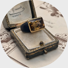 Load image into Gallery viewer, Vintage Citrine, Wood &amp; Gold Statement Ring