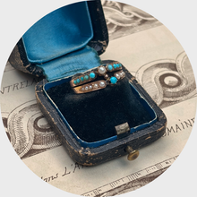 Load image into Gallery viewer, Victorian era Turquoise &amp; Pearl Crossover Ring