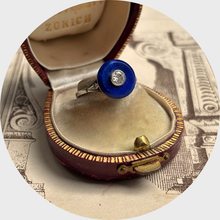 Load image into Gallery viewer, Art Deco Platinum, Lapis Lazuli &amp; Diamond Target Ring
