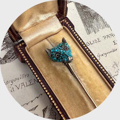 Victorian Turquoise Fox Stickpin