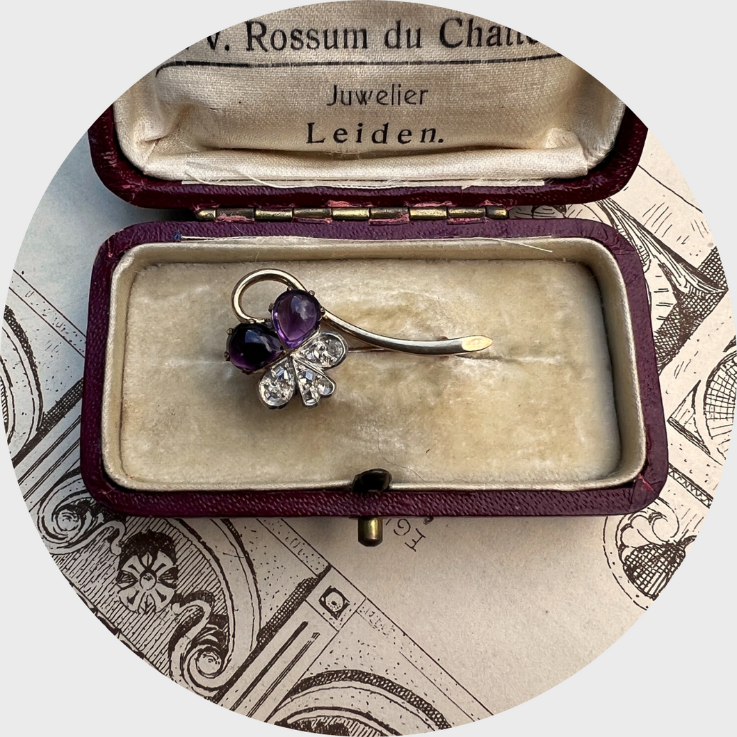 Amethyst & Diamond Pansy Brooch