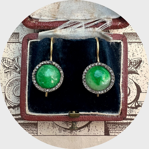 Jadeite & Diamond Drop Earrings