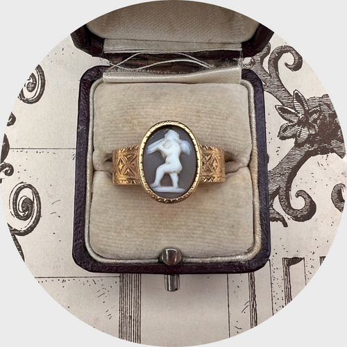 Reserved for ‘C’: Victorian Musical Cherub Cameo Ring