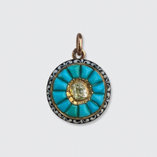 Load image into Gallery viewer, Victorian Enamel, Turquoise &amp; Diamond Circular Pendant