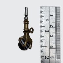 Load image into Gallery viewer, Antique Brass &amp; Agate Claw Watch Key Pendant