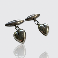 Load image into Gallery viewer, Victorian Silver Heart-Shaped Cufflinks in Box, 1887