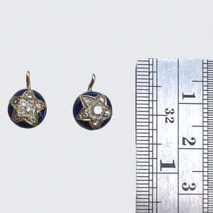 Reserved for ‘S’, payment 4/4: Diamond & Blue Enamel Star Earrings
