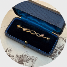 Load image into Gallery viewer, Antique Gold Ruby &amp; Diamond Double Snakes Brooch