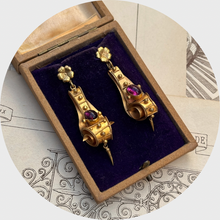 Load image into Gallery viewer, Victorian Gilt Garnet Screw Fitting Earrings