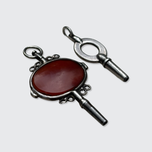 Load image into Gallery viewer, Two Silver Watch Key Pendants, including one set with Agate