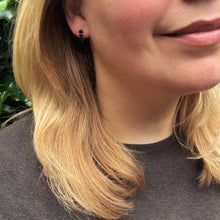 Load image into Gallery viewer, Victorian Onyx 'Huggie' Hoop Earrings