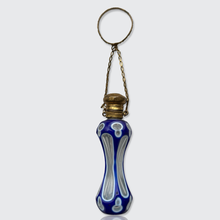 Load image into Gallery viewer, 19th Century French Overlay Blue Glass Perfume Bottle with Finger Ring