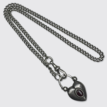 Load image into Gallery viewer, Victorian Silver Watch Chain and Heart Padlock