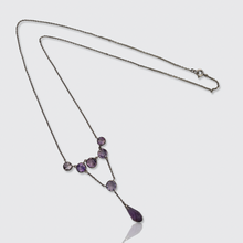 Load image into Gallery viewer, Edwardian Silver Amethyst Lavalier Drop Necklace