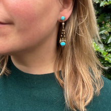 Load image into Gallery viewer, Belle Epoque Turquoise &amp; Diamond Drop Earrings