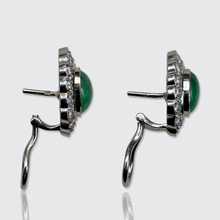 Load image into Gallery viewer, Vintage Emerald &amp; Diamond Cluster Earrings