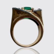 Load image into Gallery viewer, Retro Ring set with a Certified Columbian Emerald &amp; Diamonds