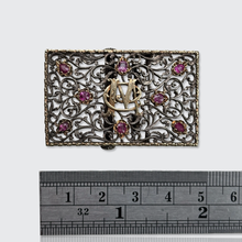 Load image into Gallery viewer, Antique Gold, Silver &amp; Ruby Belt Buckle, 'CM' Monogram