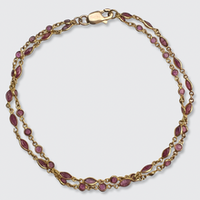 Load image into Gallery viewer, Vintage Yellow Gold Ruby Link Bracelet