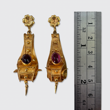Load image into Gallery viewer, Victorian Gilt Garnet Screw Fitting Earrings